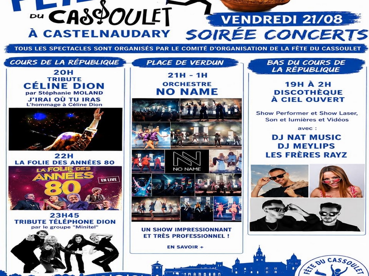 LA 25ÈME FÊTE DU CASSOULET - CONCERTS VENDREDI 21 AOÛT